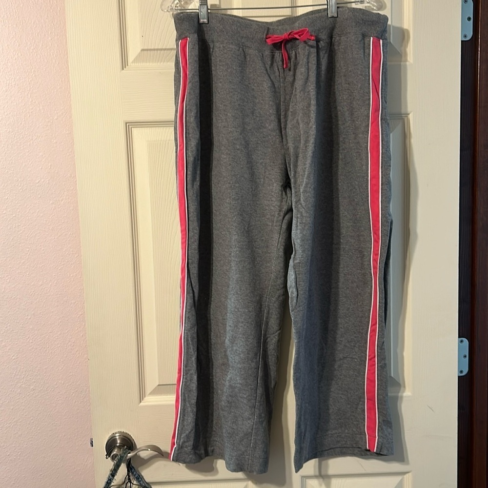 SJB Workout Pants Grey Hot Pink Stripe 1X